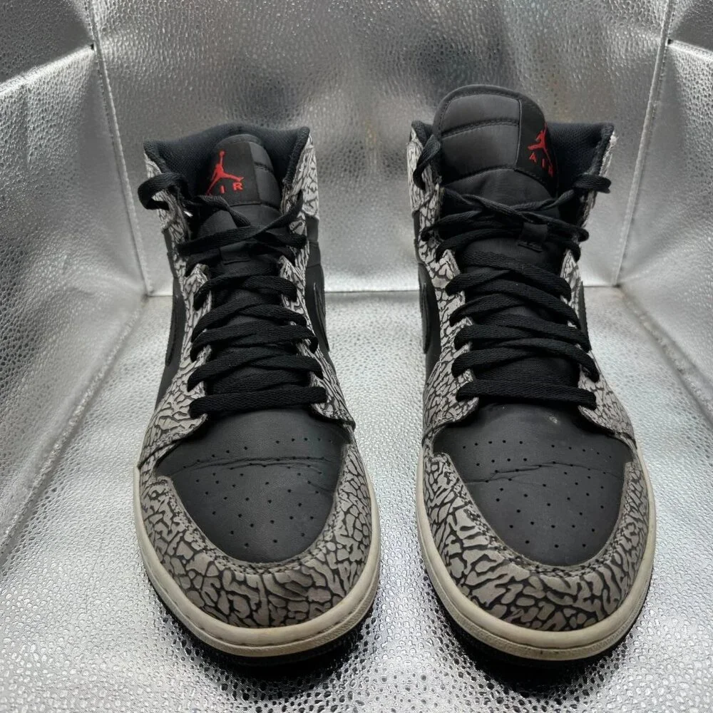 Size 13 Air Jordan 1 Retro High‎ Black Elephant Men's Sneaker Shoes 839115-013